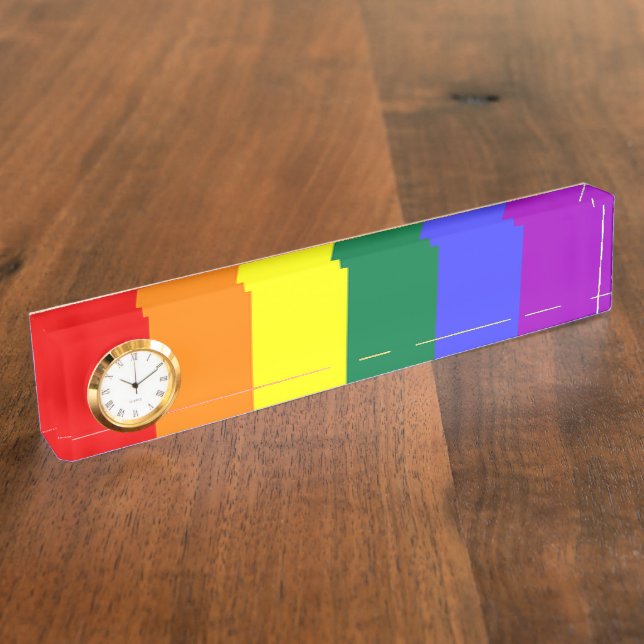 Gay Pride Rainbow Flag Nameplate (Side)