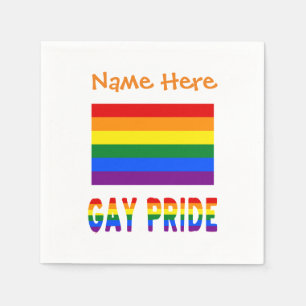 Gay Pride Rainbow Flag Orange Personalisation  Napkin