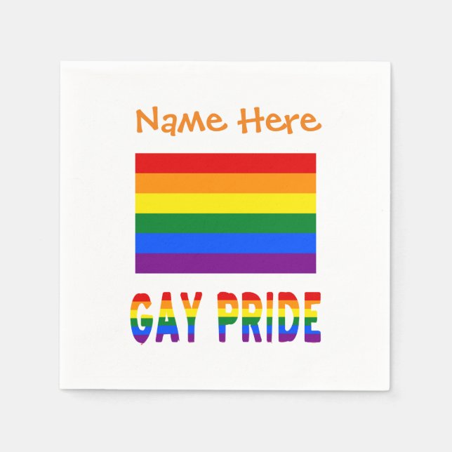 Gay Pride Rainbow Flag Orange Personalisation  Napkin (Front)