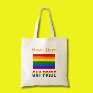 Gay Pride Rainbow Flag Orange Personalisation Tote Bag