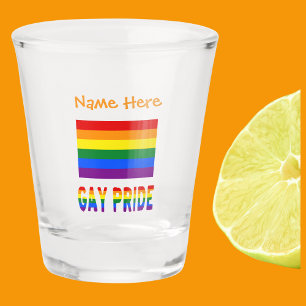 Gay Pride Rainbow Flag Orange Personalised  Shot Glass