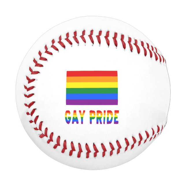 Gay Pride Rainbow Flag Personalised Name  Baseball (Front Left)