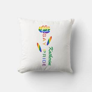 Gay Pride Rainbow Flag Rose Personalised Cushion