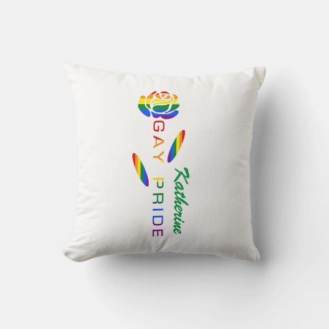 Gay Pride Rainbow Flag Rose Personalised Cushion (Front)