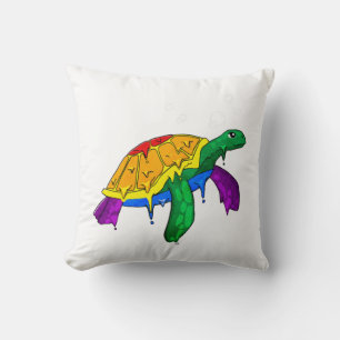 Gay Pride Rainbow Flag Sea Turtle Subtle LGBTQ Cushion