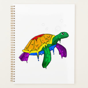 Gay Pride Rainbow Flag Sea Turtle Subtle LGBTQ Planner