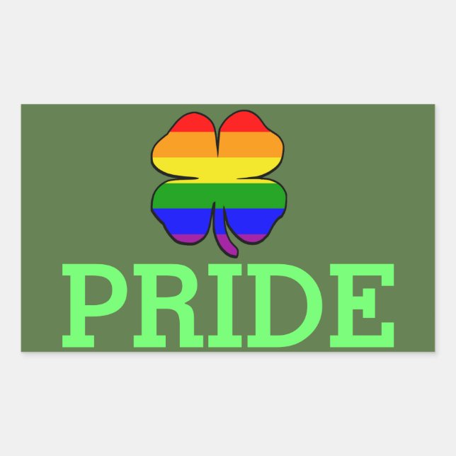 Gay Pride Rainbow flag Shamrock Rectangular Sticker (Front)
