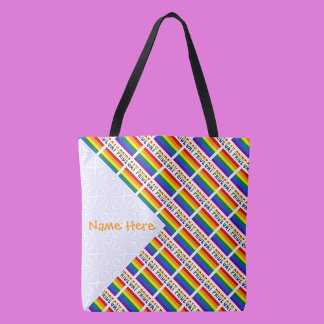Gay Pride Rainbow Flag Tiled Orange Personalised Tote Bag