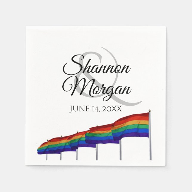 Gay Pride Rainbow Flag Wedding Napkins (Front)