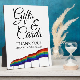 Gay Pride Rainbow Flags Wedding Gifts & Cards Sign Plaque
