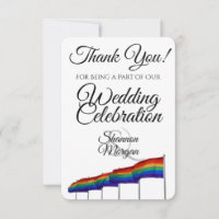 Gay Pride Rainbow Flags Wedding Thank You Card