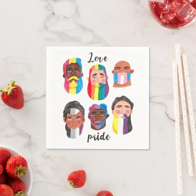 Gay pride rainbow gender flags beard men napkin (Insitu)