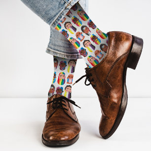 Gay pride rainbow gender flags beard men socks