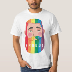 Gay pride rainbow gender flags beard men T-Shirt