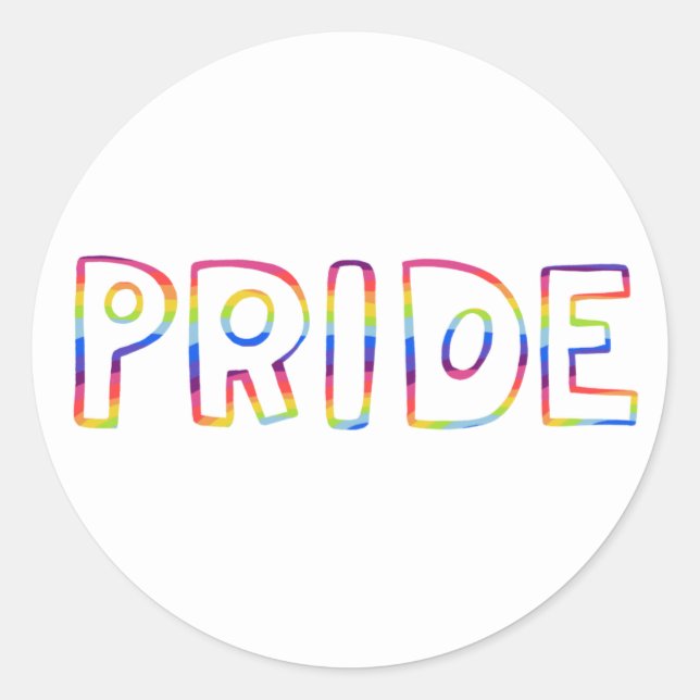 GAY PRIDE Rainbow Handlettering Sheet Set of  Classic Round Sticker (Front)