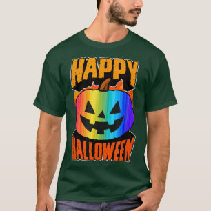 Gay Pride Rainbow Happy Halloween Party Jack O Lan T-Shirt