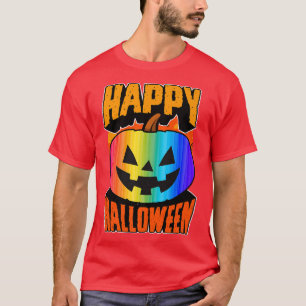 Gay Pride Rainbow Happy Halloween Party Jack O Lan T-Shirt