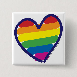Gay Pride Rainbow Heart 15 Cm Square Badge