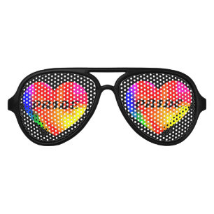 Gay PRIDE Rainbow Heart Aviator Sunglasses
