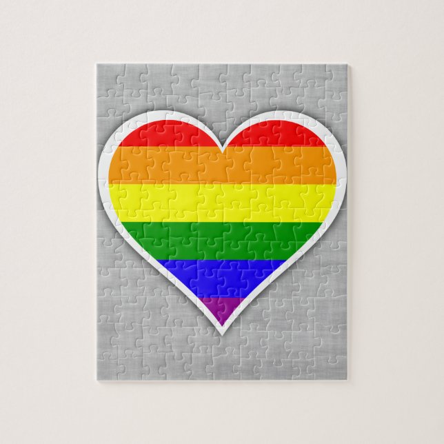 Gay pride rainbow heart jigsaw puzzle (Vertical)