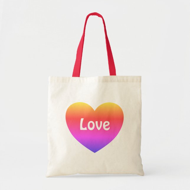 Gay Pride Rainbow Heart Love LGBTQ Tote Bag (Front)