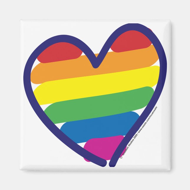 Gay Pride Rainbow Heart Magnet (Front)
