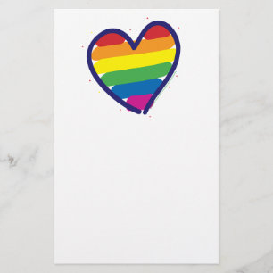 Gay Pride Rainbow Heart Stationery