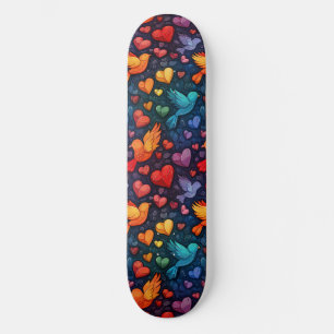 Gay Pride Rainbow Hearts Doves LGBTQ+ Skateboard