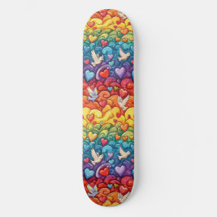 Gay Pride Rainbow Hearts LGBTQ+ Skateboard