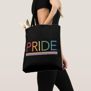 Gay PRIDE Rainbow LGBT Black Tote Bag