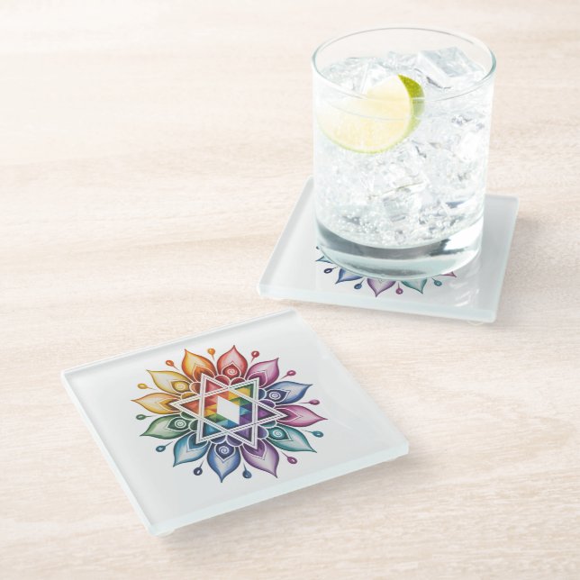 Gay Pride Rainbow LGBT Glass Coaster (Angled)