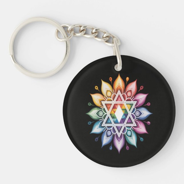 Gay Pride Rainbow LGBT Key Ring (Front)