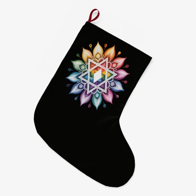 Gay Pride Rainbow LGBT Large Christmas Stocking (Front (Hanging))