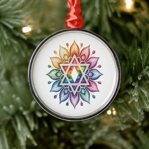 Gay Pride Rainbow LGBT Metal Ornament