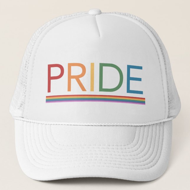 Gay PRIDE Rainbow LGBT Trucker Hat (Front)