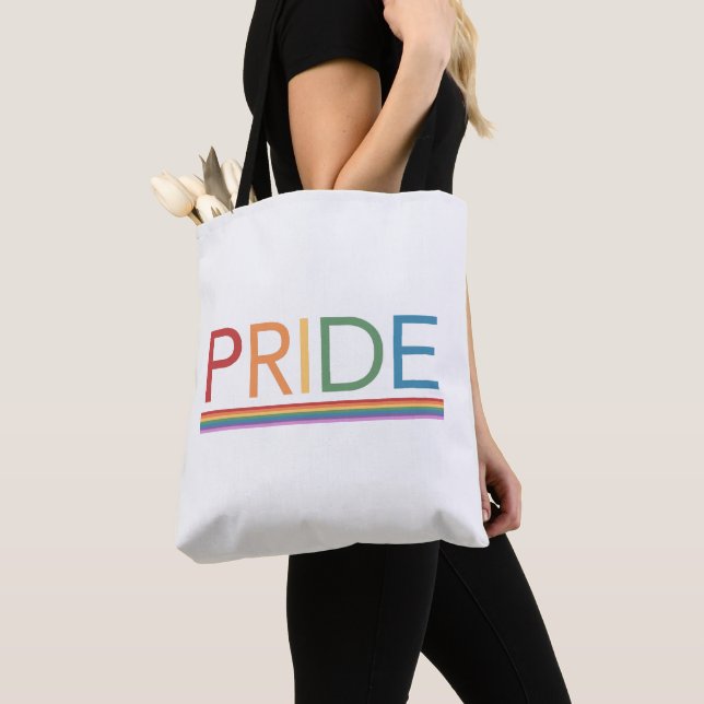 Gay PRIDE Rainbow LGBTQ Tote Bag (Close Up)