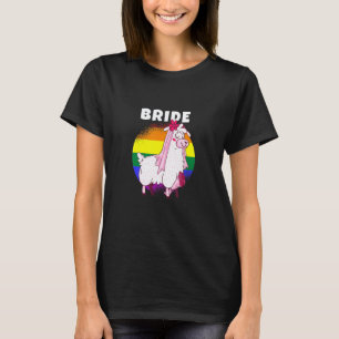 Gay Pride Rainbow Lgbtq Wedding Llama Lesbian Bri T-Shirt