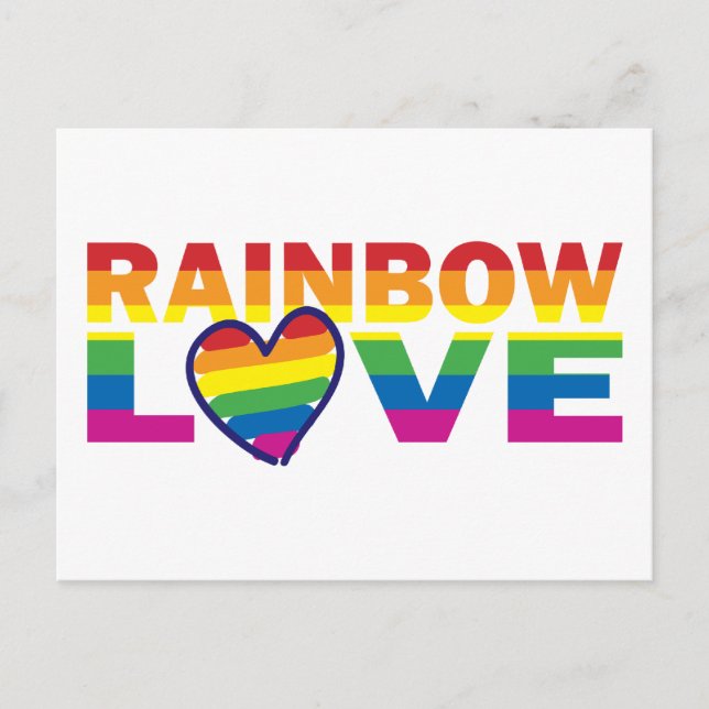 Gay Pride Rainbow Love Heart Postcard (Front)