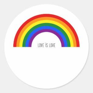 Gay Pride Rainbow. Love is Love. Classic Round Sticker