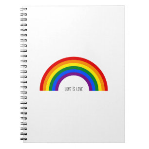 Gay Pride Rainbow. Love is Love. Notebook
