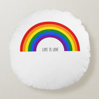 Gay Pride Rainbow. Love is Love. Round Cushion