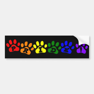 Gay Pride Rainbow Pawprints Bumper Sticker