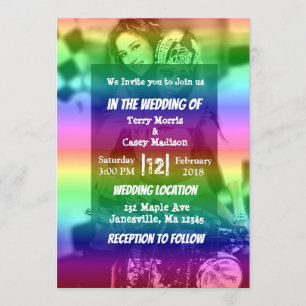 Gay Pride Rainbow Photo Wedding Invitations