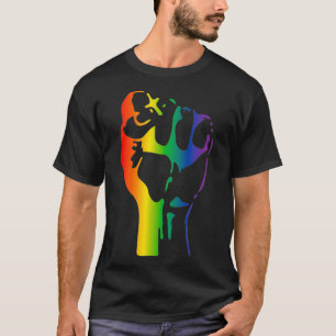 Gay Pride Rainbow Raised Fist Resistant LGBTQ Prid T-Shirt