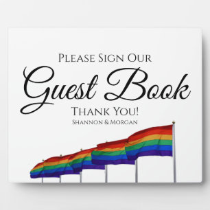 Gay Pride Rainbow Wedding Guest Book Sign Plaque
