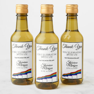 Gay Pride Rainbow Wedding Mini Wine Bottle Label