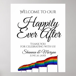 Gay Pride Rainbow Wedding Welcome Sign