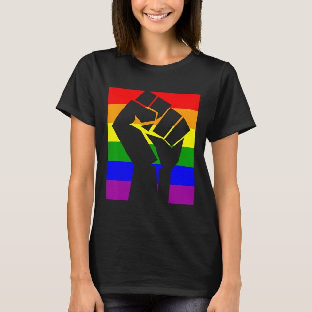 Gay Pride Resist Fist Rainbow Flag Lgbtq Shirt 1  (Front)