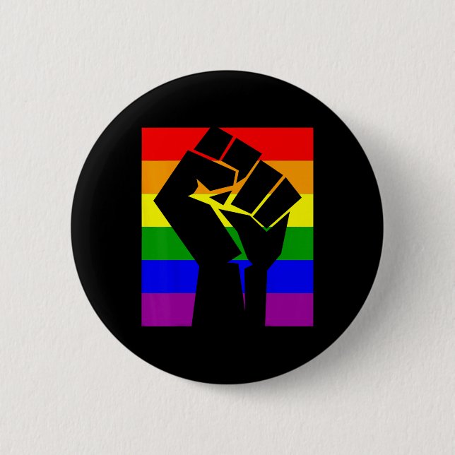 Gay Pride Resist Fist Rainbow Flag Lgbtq Shirt  6 Cm Round Badge (Front)