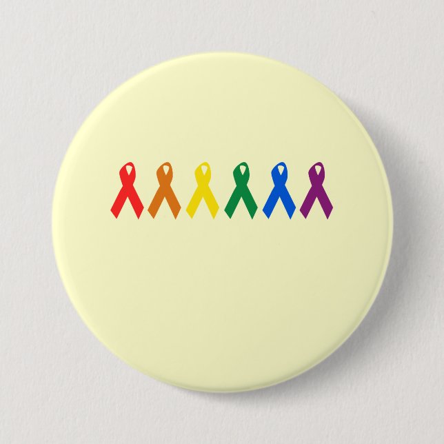 Gay Pride Ribbon colours 7.5 Cm Round Badge (Front)